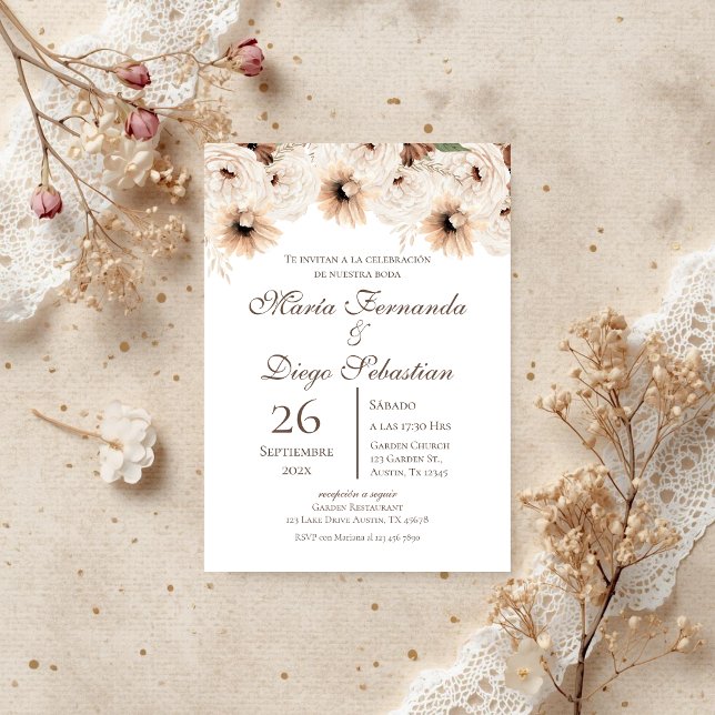 Invitación Boho Floral Spanish Wedding (Subido por el creador)
