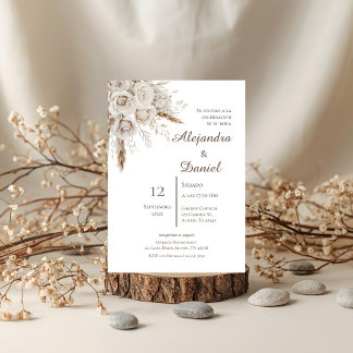 Invitación Boho Floral Spanish Wedding