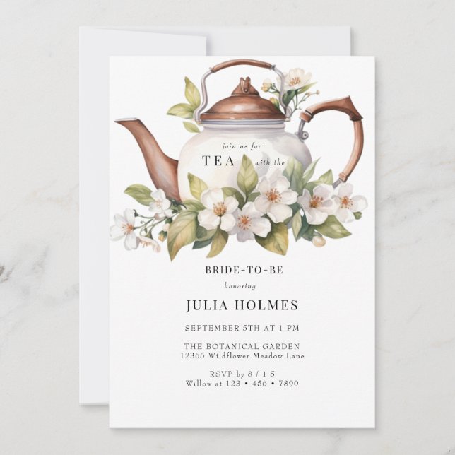 Invitación Boho Floral Spring | Ducha de novia de té de jardí (Anverso)