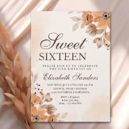 Invitación Boho Floral Sweet Sixteen Birthday