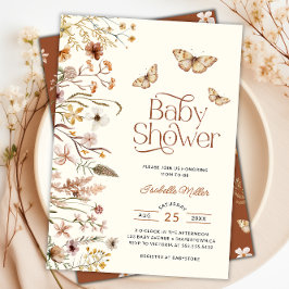 Invitación Boho Floral Terracotta Baby Shower