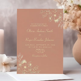Invitación Boho Floral Terracotta Boda