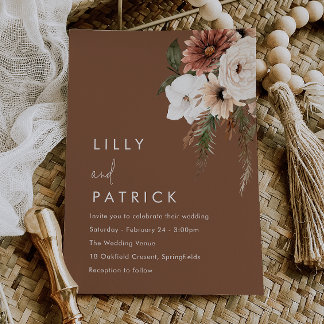 Invitación Boho Floral Terracotta Modern Wedding