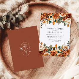Invitación Boho Floral Terracotta Watercolor Boda