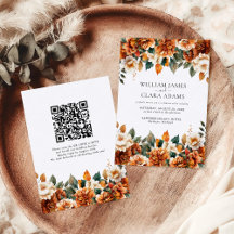 Boho Floral Terracotta Watercolor QR Código Boda