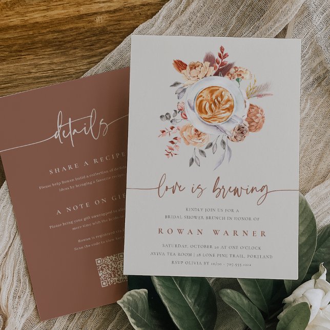 Invitación Boho Floral todo en una ducha de novia de café (Subido por el creador)