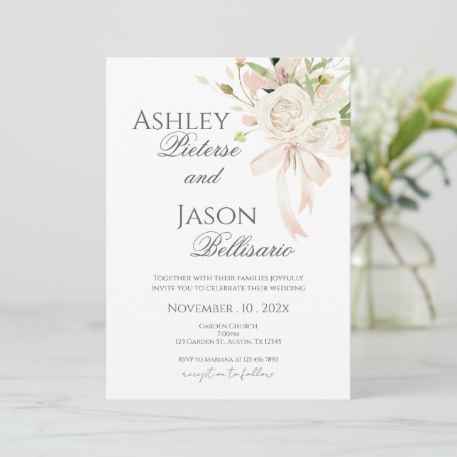 Invitación Boho Floral Wedding Invitation (Anverso de pie)