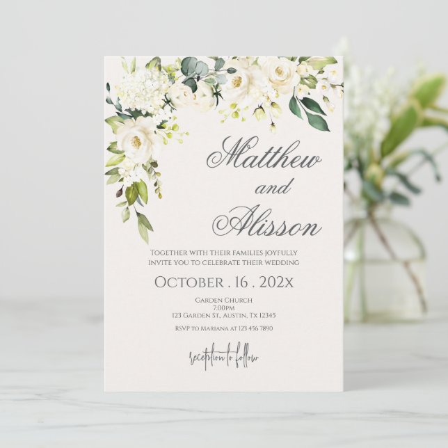 Invitación Boho Floral Wedding Invitation (Anverso de pie)
