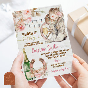 Invitación Boho Floral Western Boots y la burbujeante ducha d