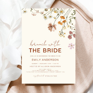 Invitación Boho Floral Wildflower Bridal Brunch Beige
