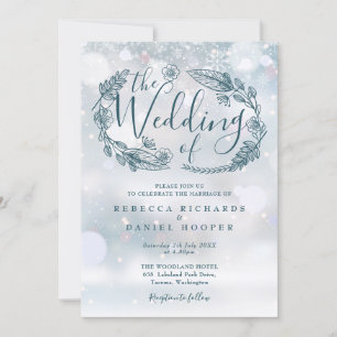 Invitación Boho Floral Winter Snowflakes Boda
