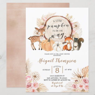 Invitación Boho Floral Woodland Pumpkin Baby Shower