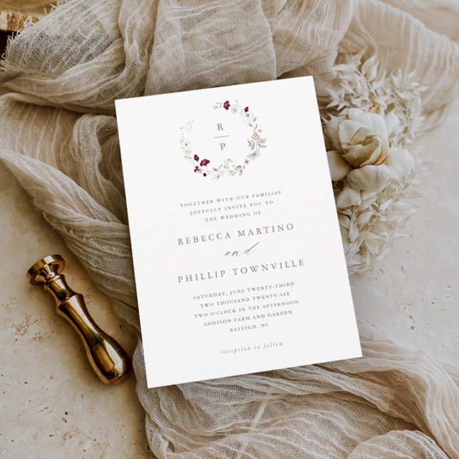 Invitación Boho Floral Wreath Wildflower Boda (Subido por el creador)