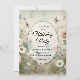 Invitación Boho florece y vintage florece fiesta de cumpleaño