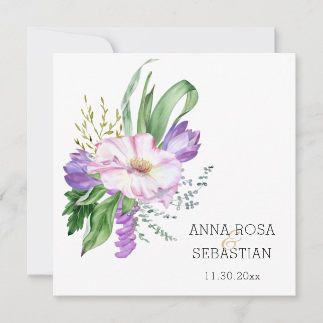 Invitación *~* Boho Flores AR15 QR Boda RSVP (Anverso)