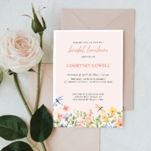 Invitación Boho Flores Blandas y Dragonflies Luncheon de novi