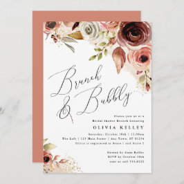 Invitación Boho Flores Brunch & Bubbly Earthy Bridal Shower