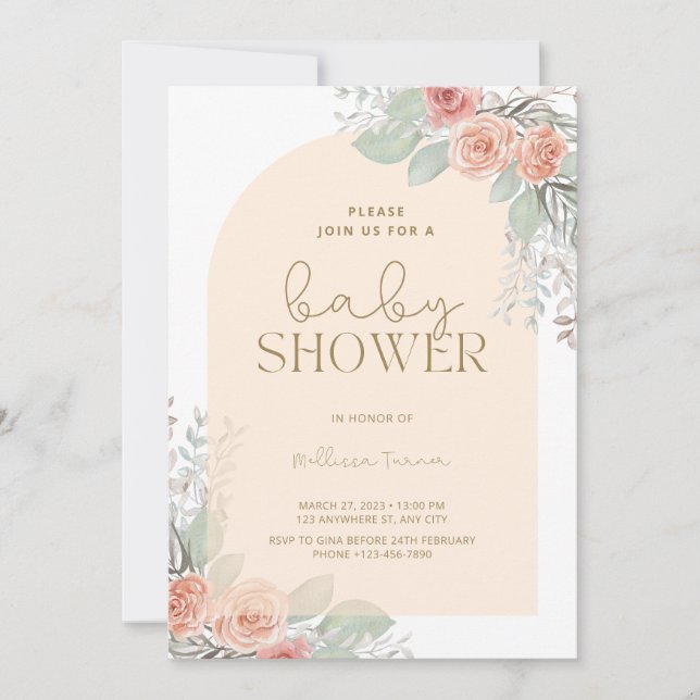 Invitación Boho flores Chica del desierto bohemio Baby Shower (Anverso)