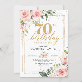 Invitación Boho flores de oro rosa eucalipto & oro 70º