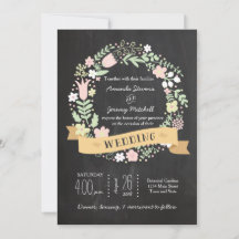 Boho Flower Wreath Rustic Chalkboard Boda
