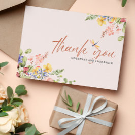 Invitación Boho Flowers Dragonfly Gracias boda