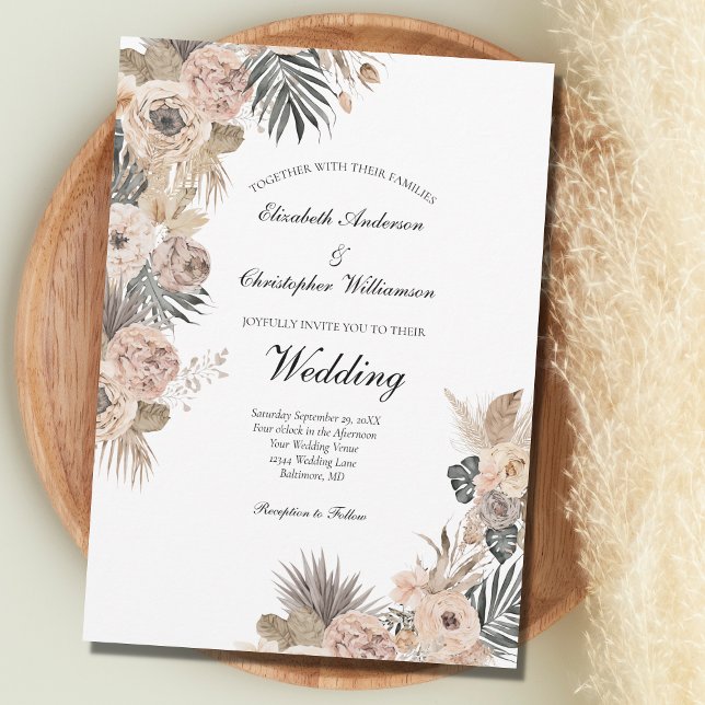 Invitación Boho Flowers Floral Botanal Leaves Boda (Subido por el creador)