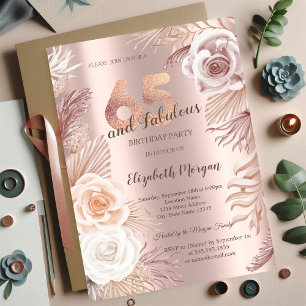 Invitación Boho Flowers Subió la Fiesta de los 65 Años