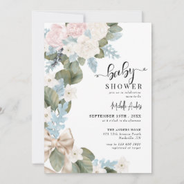 Invitación Boho Flowers Winter Watercolor Baby Shower