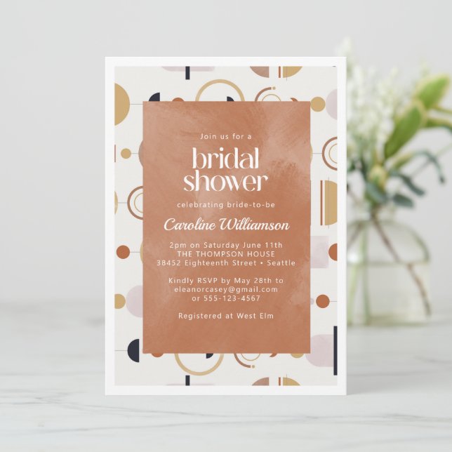 Invitación Boho Formas Celestiales Terracota Despedida de Sol (Anverso de pie)