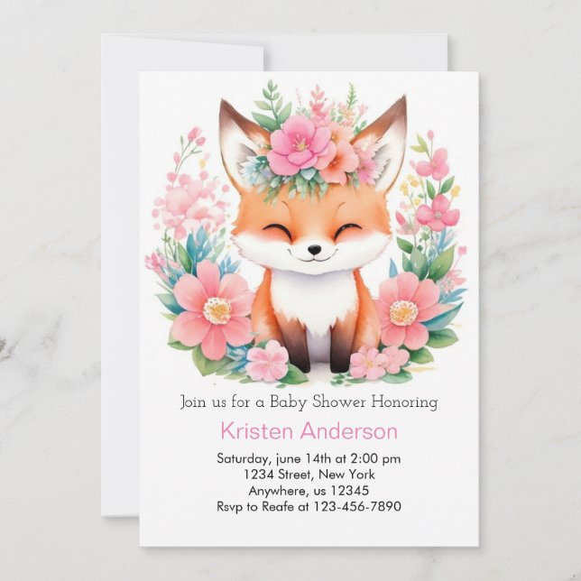 Invitación Boho Fox Forest Bliss Chica Baby Shower (Anverso)