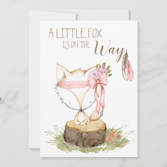 Invitación *~* Boho Fox Woodland Forest Fethers Arrow (Anverso)