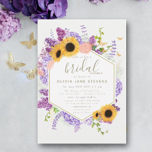Invitación Boho Frame Butterfly Sunflower Flora Brillante Duc