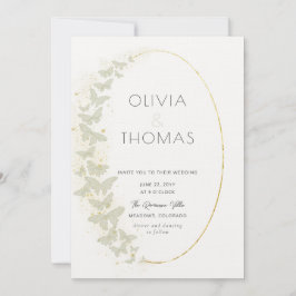 Invitación Boho Frame Modern Gold Butterflies Elegante Boda