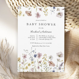 Invitación Boho Fresh Wildflowers Baby Shower