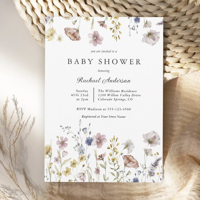 Invitación Boho Fresh Wildflowers Baby Shower (Subido por el creador)