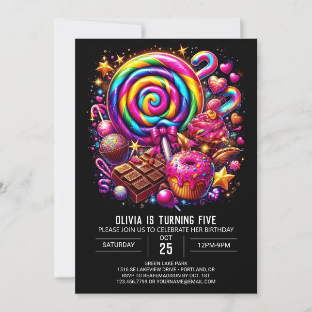 Invitación Boho Fun Candyland Cumpleaños Digital (Anverso)