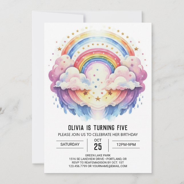 Invitación Boho Fun Clouds Cumpleaños (Anverso)