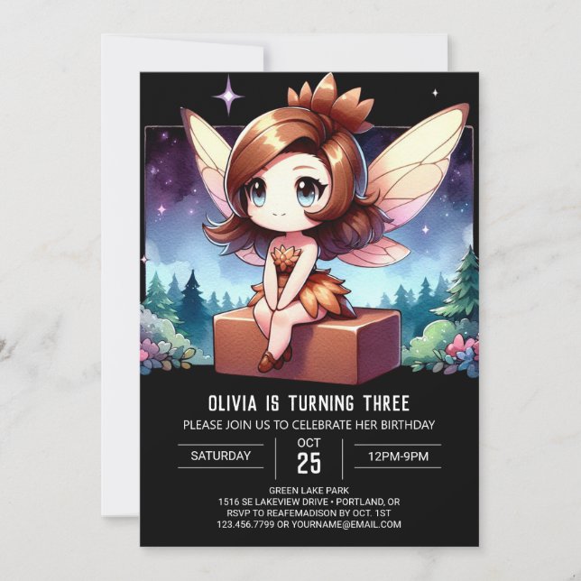 Invitación Boho Fun Fairy Birday (Anverso)