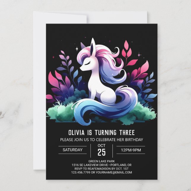 Invitación Boho Fun Horse Cumpleaños (Anverso)