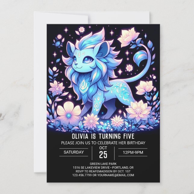 Invitación Boho Fun Lion Digital Cumpleaños (Anverso)