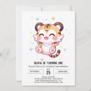 Invitación Boho Fun Tiger Primer Cumpleaños