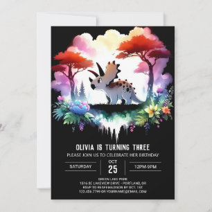 Invitación Boho Fun Triceratops Cumpleaños