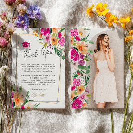 Invitación Boho garden floral gold photo graduation