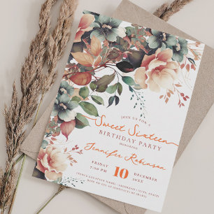 Invitación Boho Garden Floral Sweet 16 Fiesta de cumpleaños