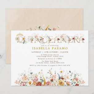 Invitación Boho Garden Flores Quinceañera 15º cumpleaños
