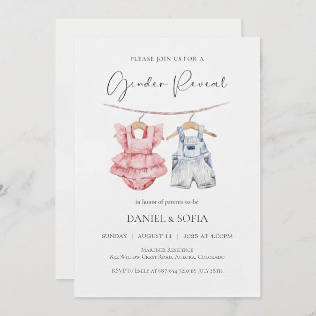 Invitación Boho Gender Reveal Invitation Neutral Baby (Anverso / Reverso)