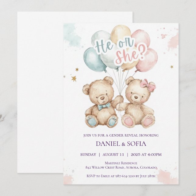 Invitación Boho Gender Reveal Invitation Neutral Baby (Anverso / Reverso)