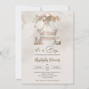 Invitación Boho Género neutro en la cabeza de vivero