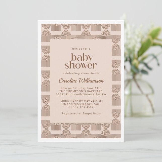 Invitación Boho Geometric Lines Terracotta Baby Shower (Anverso de pie)