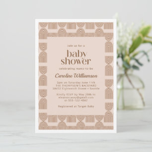 Invitación Boho Geometric Lines Terracotta Baby Shower